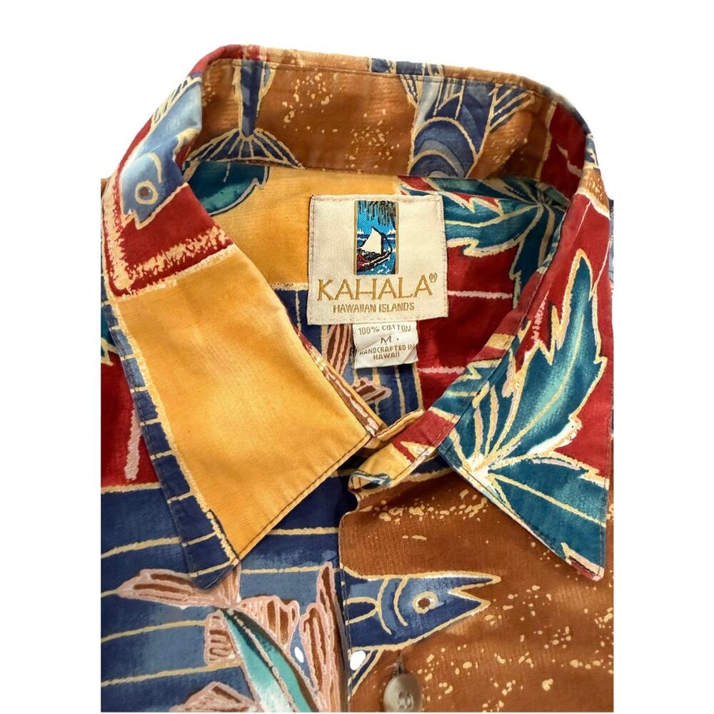 KAHALA - Vintage Palm Trees and Fish All Over Mens Medium. Shirt - Picture 3 of 6